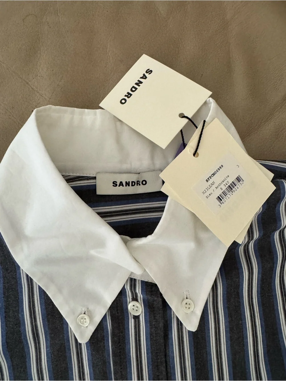 Sandro Oversized striped shirt. Size 3 = French 40 / US 8. MSRP $340 - Picture 13 of 17